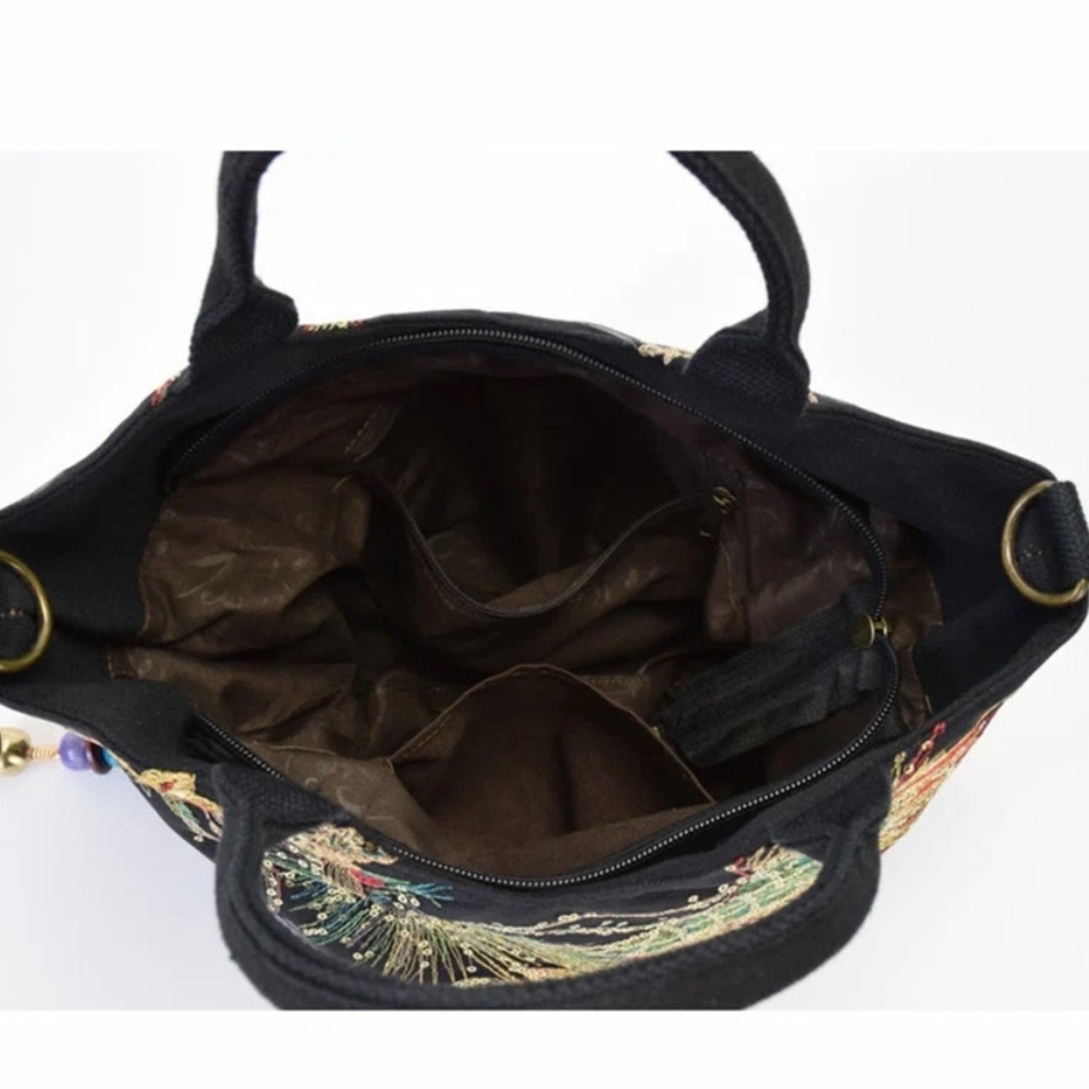 Embroidered Blue Tote Bag - Picture 2 of 4